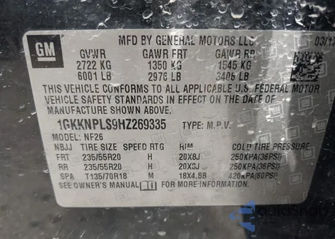 2017 GMC Acadia Denali from USA, damaged, VIN 1GKKNPLS9HZ269335